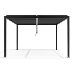 Primrose Deluxe Modern Patio Veranda Pergola Carport Black Charcoal with Louvered Shutter Roof 3m x 4m