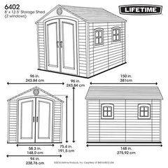LIFETIME 8 FT. X 12.5 FT. OUTDOOR STORAGE SHED