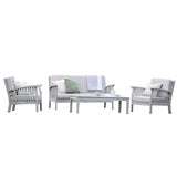 Gardenesque Patio Garden Furniture Set - Light Grey Wooden Garden Set - Repton Lounge - Outdoor Table & Chairs - Durable and Comfortable Design - With Cushions - Flat Pack Design - 4 Seater