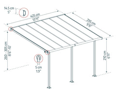 Palram OLYMPIA 3X4.25 GREY CLEAR PATIO COVER