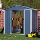 JAORD Metal Outdoor Storage Shed, Steel Utility Tool Shed Storage House with Sliding Door, Metal Sheds Outdoor Storage for Backyard Garden Patio Lawn (H6'xW6'x D4') Blue&White - Walmart.com