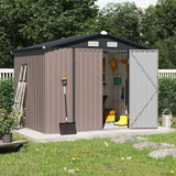 OC Orange-Casual 8' x 6' FT Outdoor Storage Shed, Metal Garden Tool Shed with Lockable Door, Outside Sheds & Storage Galvanized Steel, Brown - Walmart.com